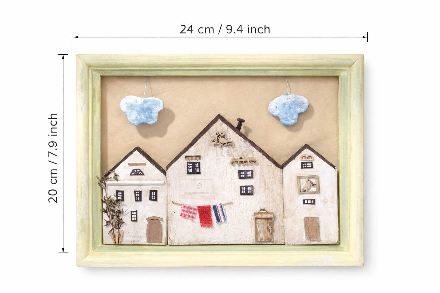 Elena’s Peaceful Sky Village – Handmade 3D Wall Frame